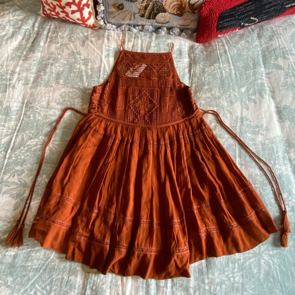 NWT Free People Emily Dress, Crochet, Cooper, Boho - Picture 4 of 12